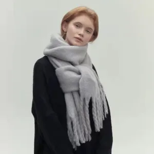 Écharpe Longue Femme Chaude et Douce en Fausse Fourrure Cachemire | Unie, Polyvalente, Style Coréen