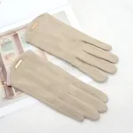 Gants Femme en Suédine Doublés Polaire beige