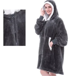 Pull Plaid Zipper Gris