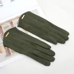 Gants Femme en Suédine Doublés Polaire Vert