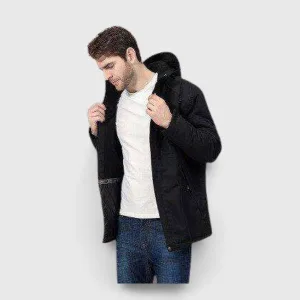 blouson chauffant électrique homme noire foncé