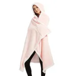 cape polaire rose pastel avec capuche pour femme