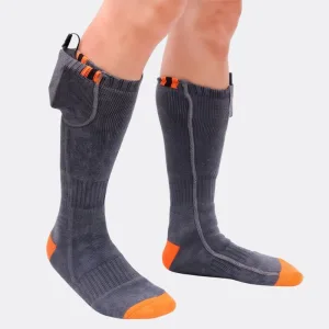 chaussettes chauffantes grises et oranges pour homme