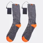 chaussettes pour homme avec chauffage grises et oranges