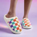 chaussons à la mode carreaux colorés