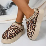 chaussons à motifs léopard pour femme