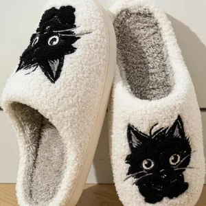 chaussons animaux chat noir