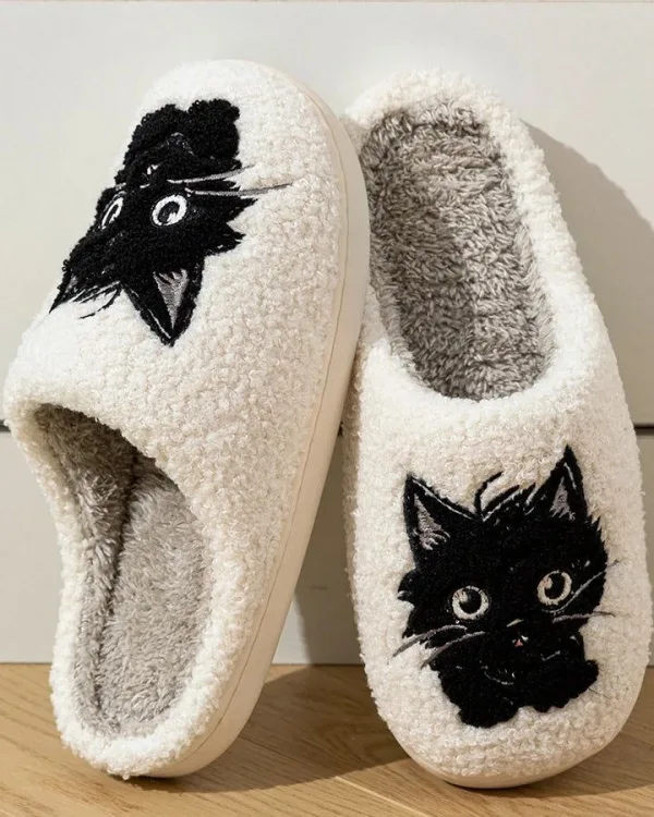 chaussons animaux chat noir