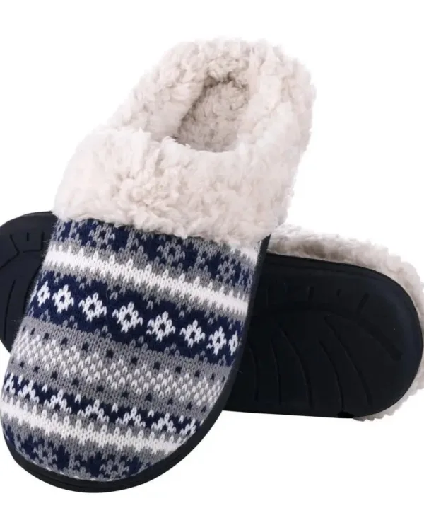 chaussons au coin du feu bleu