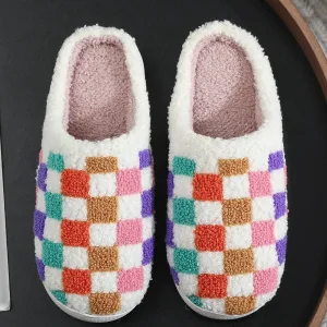chaussons carreaux coloré