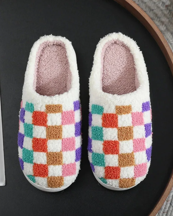 chaussons carreaux coloré
