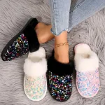 chaussons confortables femme fourrure chic