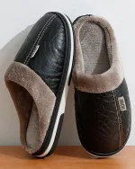 chaussons d'hiver en cuir pour homme