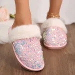 chaussons d'intérieur femme chic en fourrure