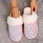 chaussons douillets femme en fourrure douce