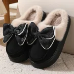 chaussons douillets pour femme avec nœud