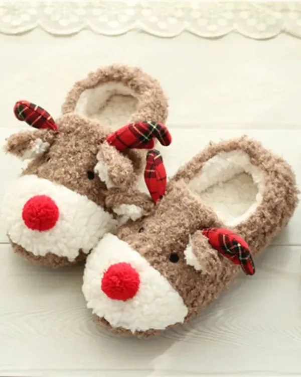 chaussons doux renne de Noël
