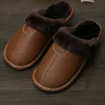 chaussons en cuir homme