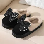 chaussons en laine avec nœud pour femme