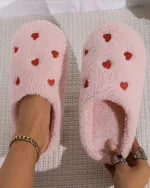 chaussons en laine femme coeur