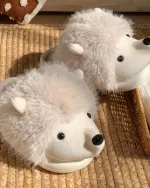 chaussons en peluche hérisson