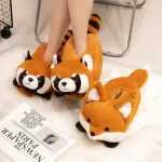 chaussons en peluche panda roux et renard