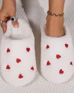 chaussons en tissu femme coeur