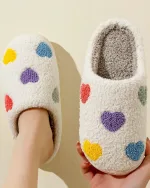 chaussons femme cœur multicolore