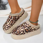 chaussons femme confort léopard