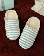 chaussons femme en coton rayé