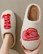 chaussons femme en fausse fourrure cowgirl