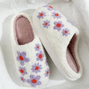 chaussons femme fleurs violettes