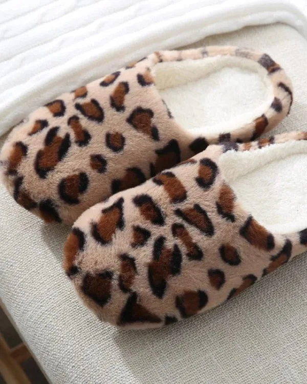 chaussons femme léopard