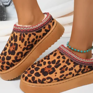 chaussons femme léopard à plateforme