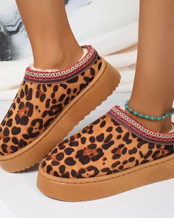 chaussons femme léopard à plateforme