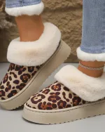 chaussons femme léopard fourrure