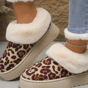 chaussons femme léopard fourrure