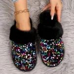 chaussons femme mode fourrure et ornements