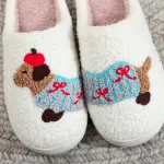 chaussons femme motif teckel