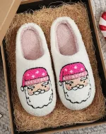 chaussons femme Noël rose