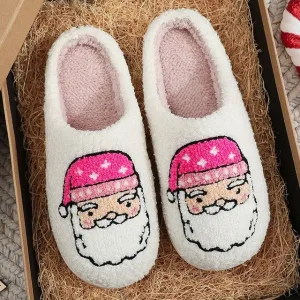 chaussons femme Noël rose