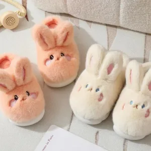 chaussons femme oreilles de lapin en fourrure