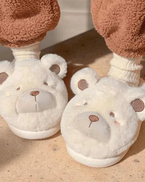 chaussons femme ours mignon
