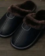 chaussons fourrés en cuir pour l'hiver