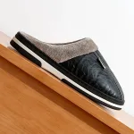 chaussons homme chaud en cuir
