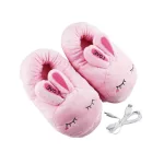 chaussons lapins roses à brancher en USB
