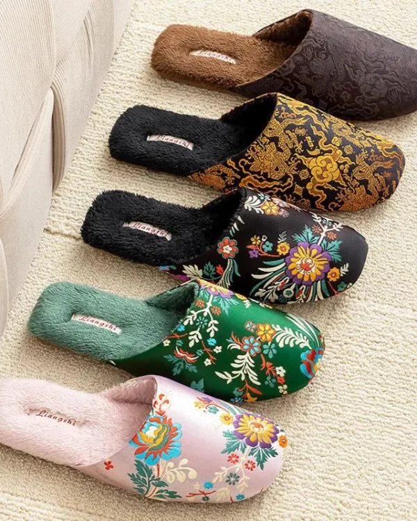chaussons style chinois en soie