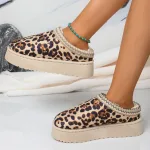 chaussures d'intérieur femme léopard à plateforme