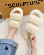 chaussures d'intérieur fourrées pour femme
