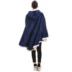 couverture poncho plaid polaire bleu marine